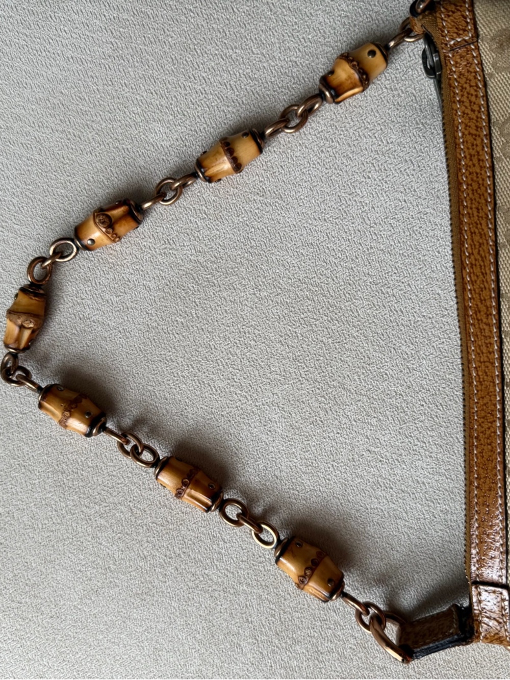 Gucci GG Monogram Canvas Bamboo Chain Shoulder Bag - Picture 5 of 6